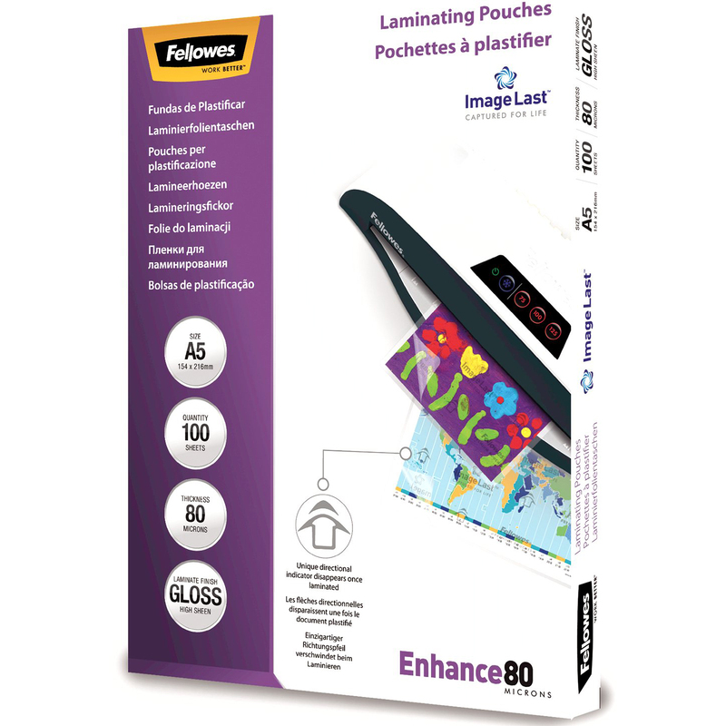 Fellowes Laminiertaschen, A5, 80 mic, glanz, 100 Stück