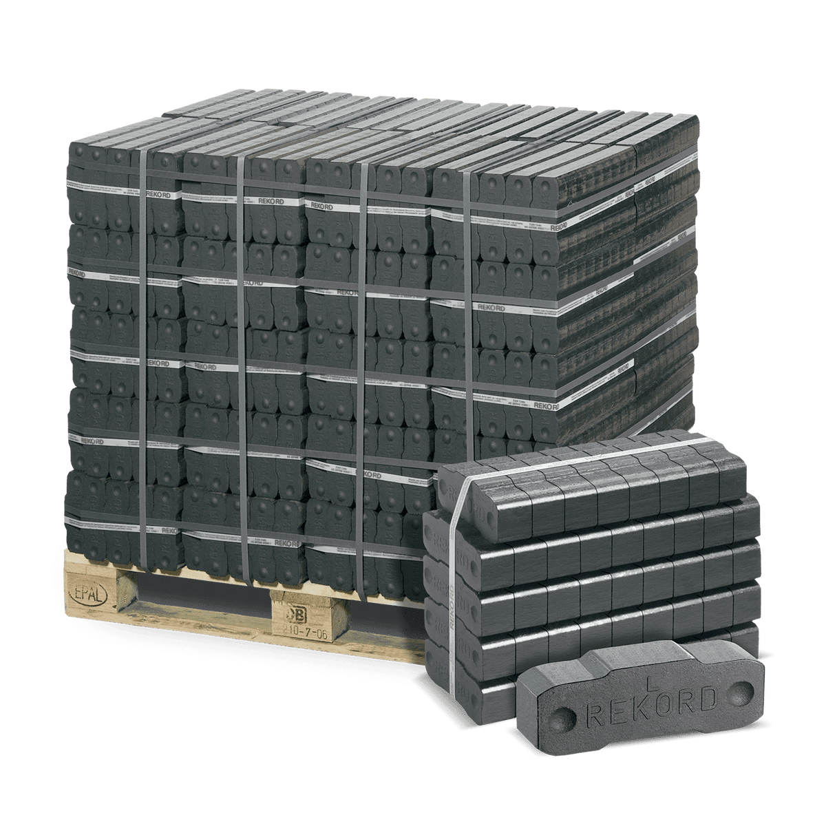 Record bruinkoolbriketten 25kg x 40 pakken 1000kg pallet
