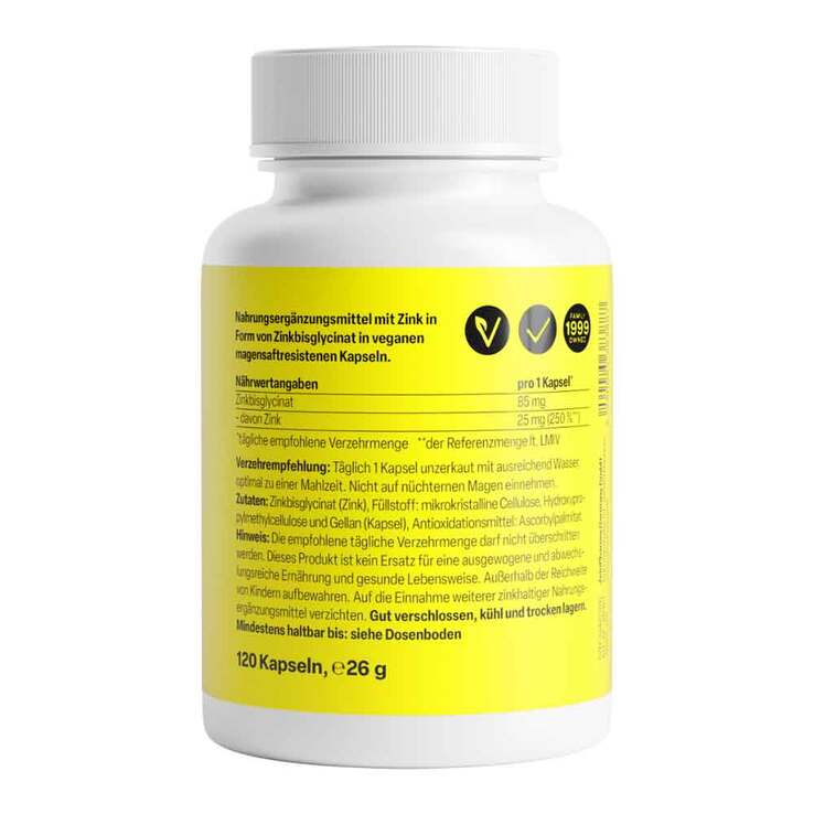 Zink Chelat 25 mg in magensaftresistent veg.Kapseln , 120 St