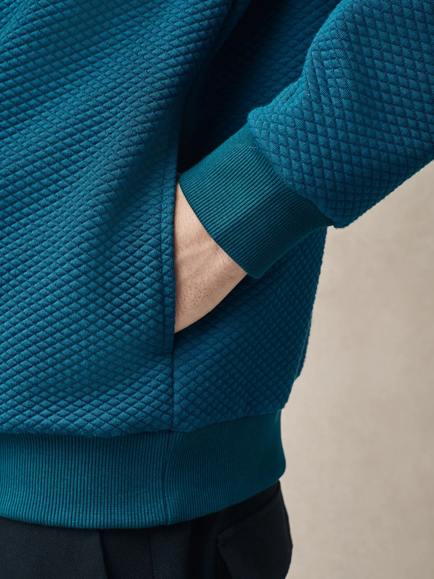 Blauwgroen - Pullover-hoody met textuur