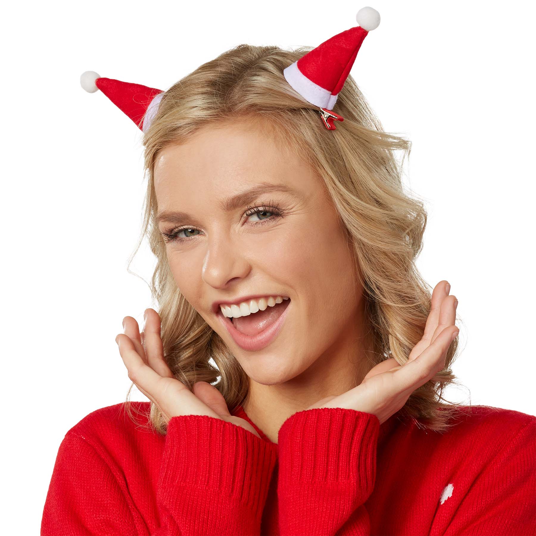 tectake® 2er Set Haarklammern Weihnachtsmützen