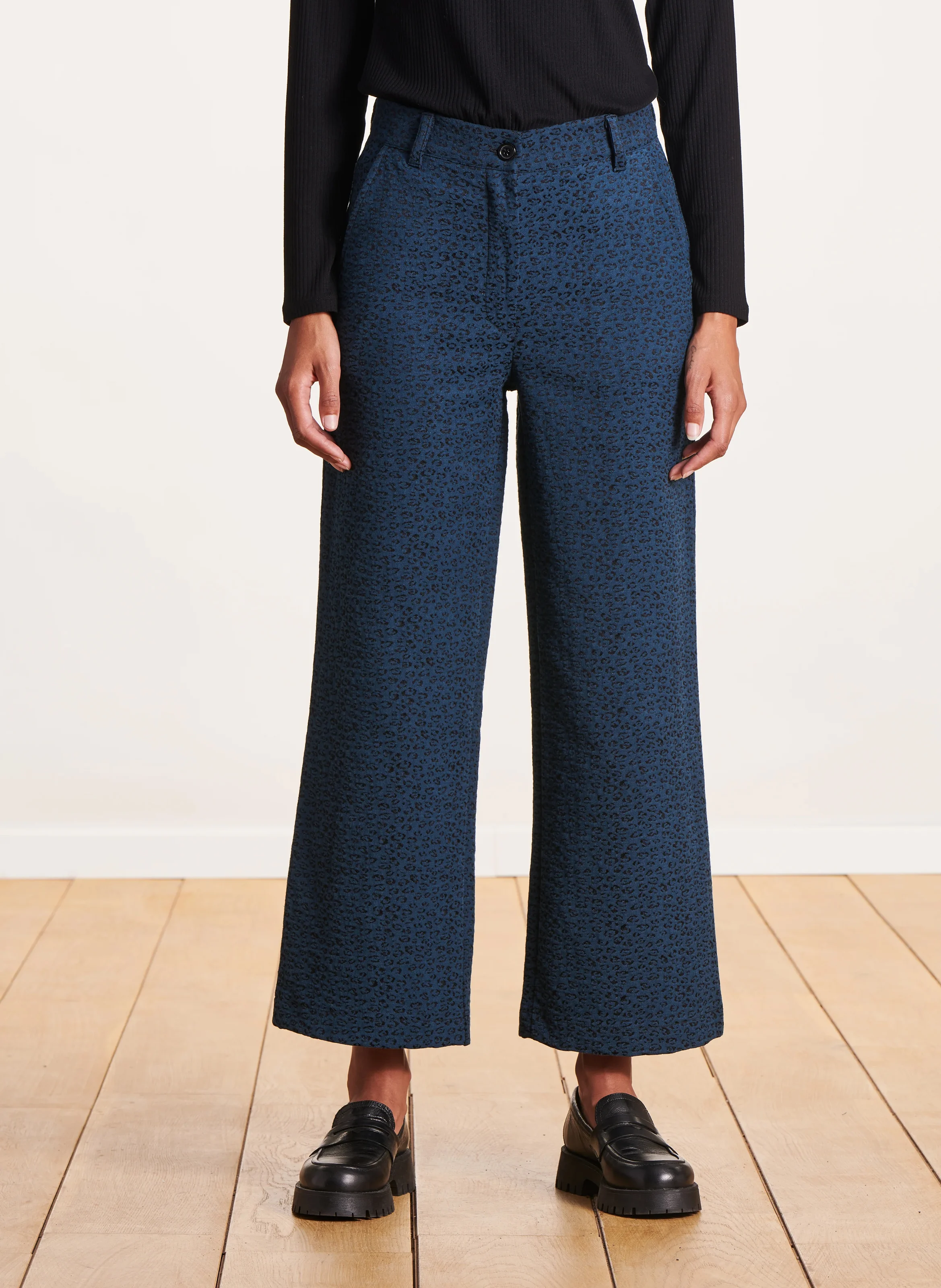 Pantalon large en coton mélangé | Multicolore