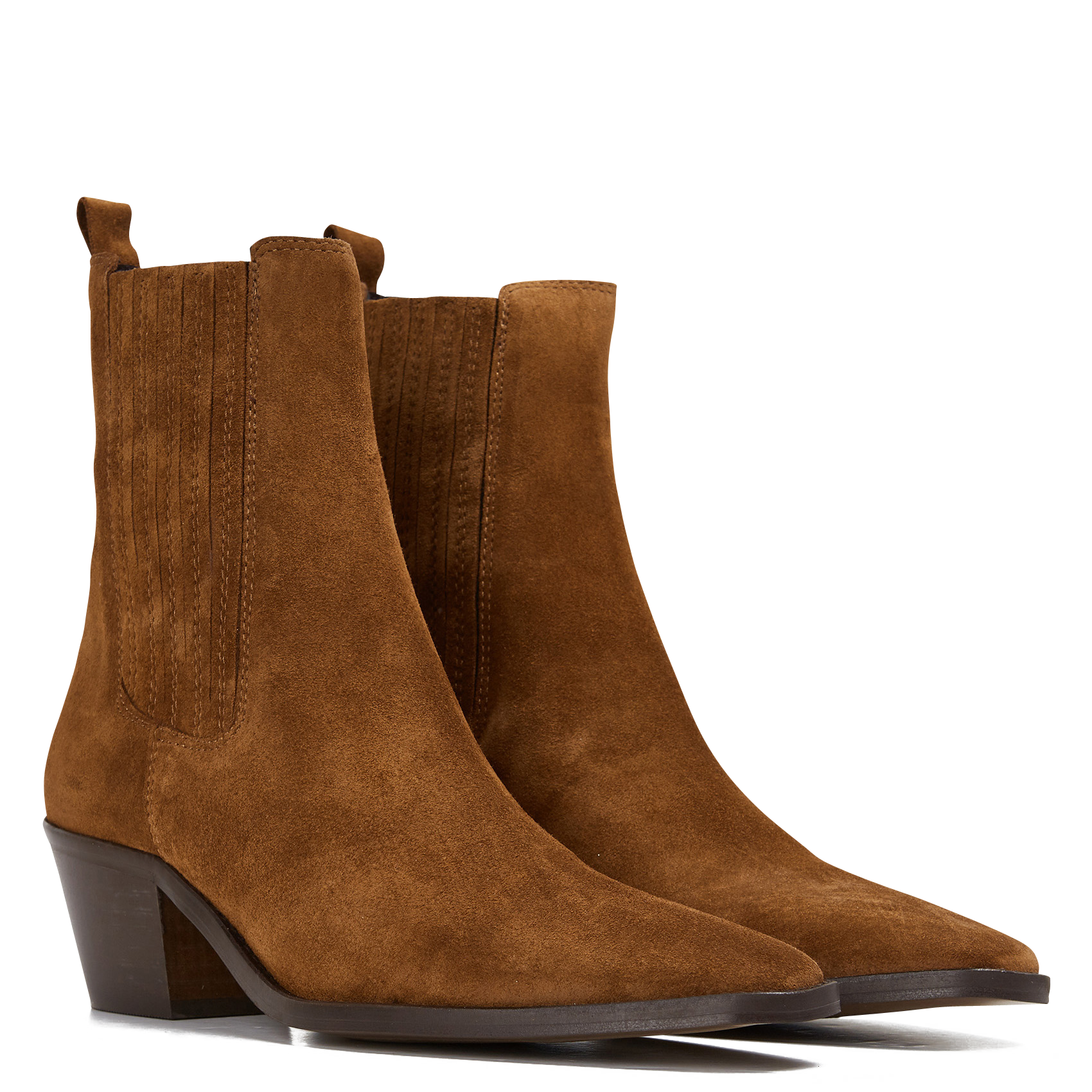 BIRMAN - Bottines western talons mi-hauts en cuir velours | Marron