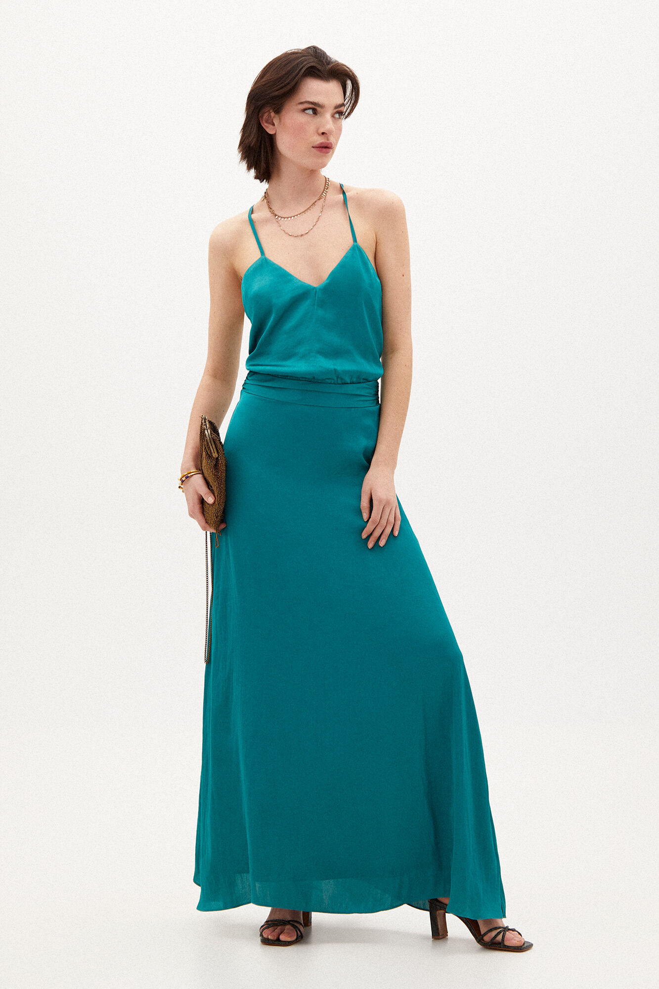 Vestido longo sem costas Anya - Verde
