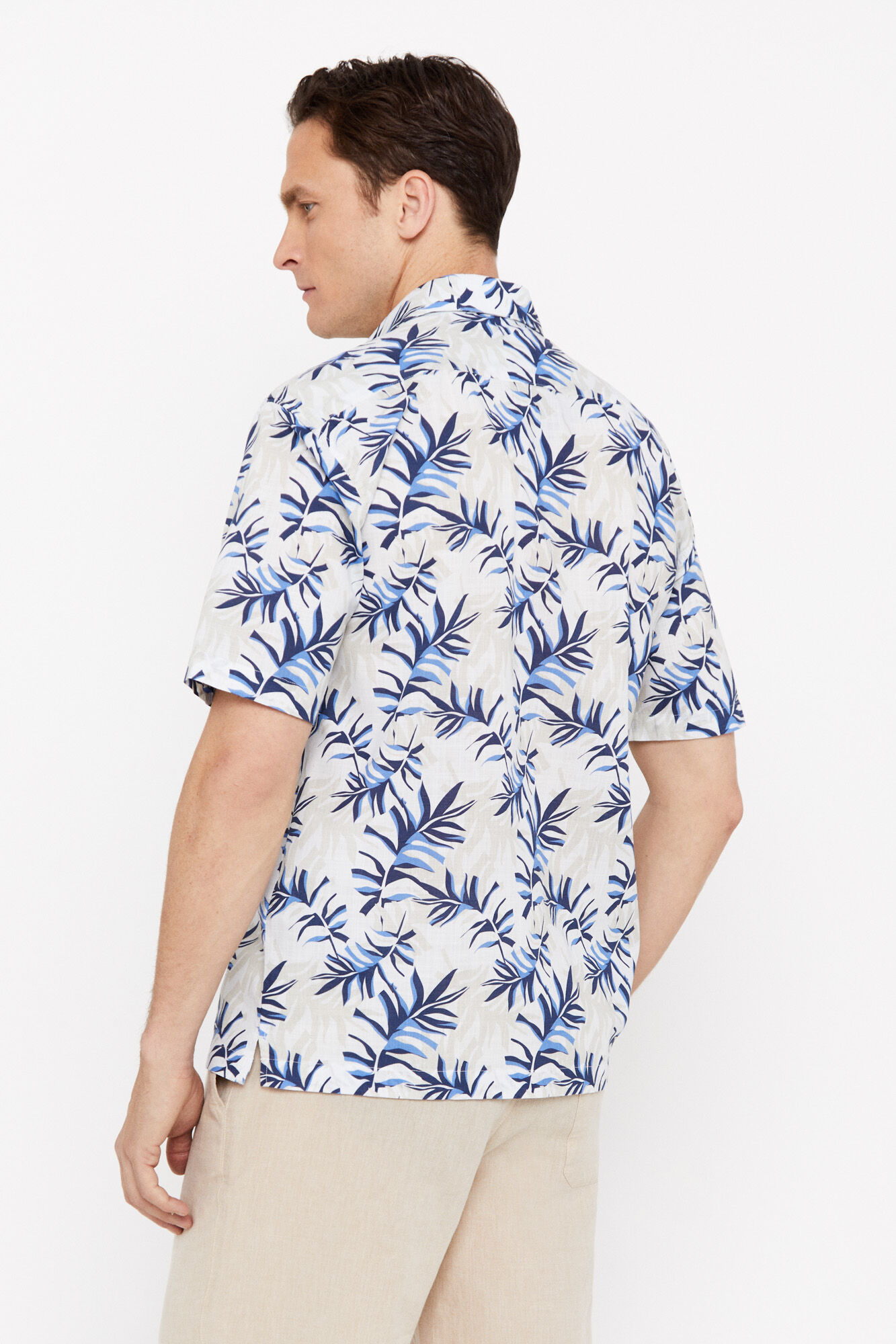 Camisa estampada de manga curta - Azul marinho