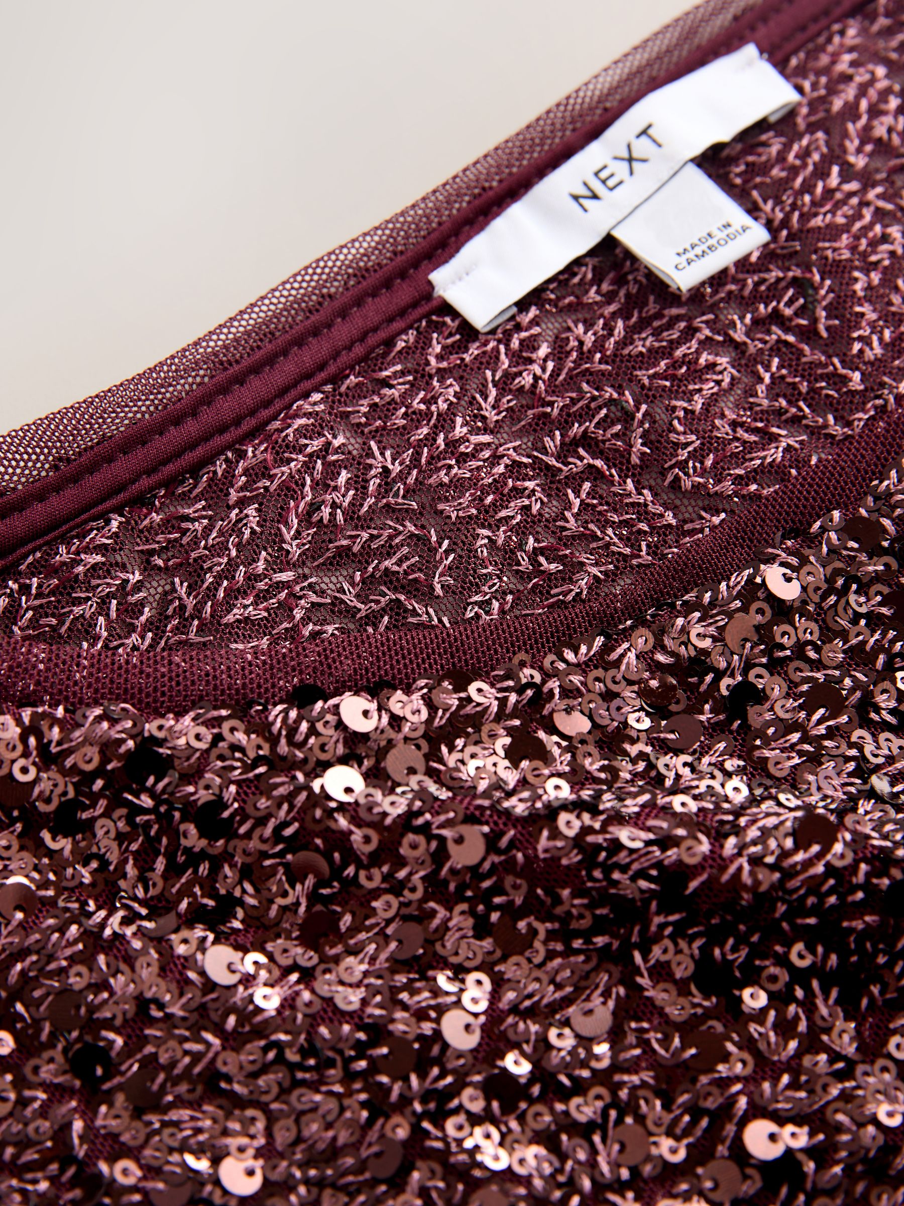 Mauve-paars - Short Sleeve Slash Neck Sequin T-Shirt