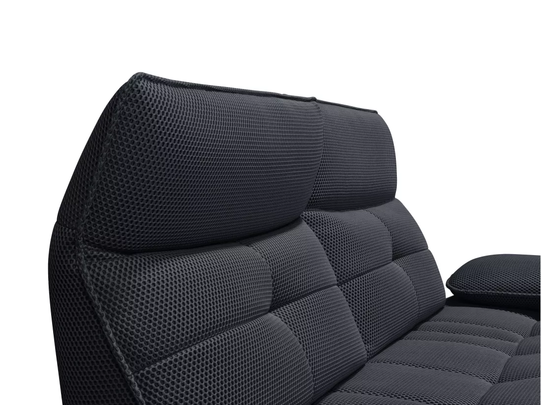 Canapé 3 places en tissu 3D gris anthracite avec dossier avance-recule MERCOTA
