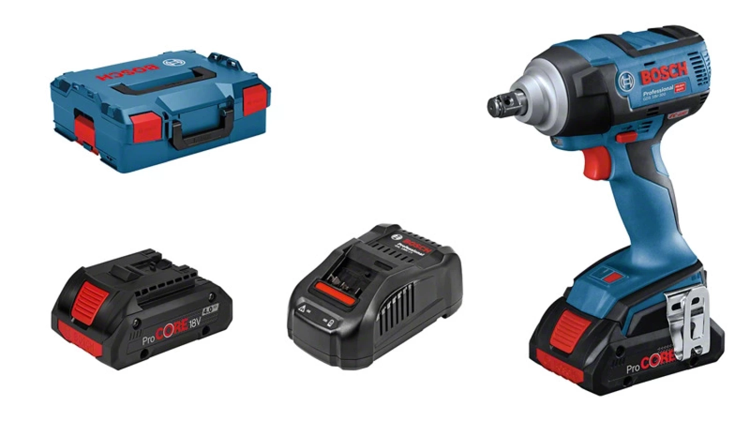 Bosch GDS 18V-300 18V Li-Ion accu slagmoersleutel set (2x 4.0Ah accu) in L-Boxx - 1/2
