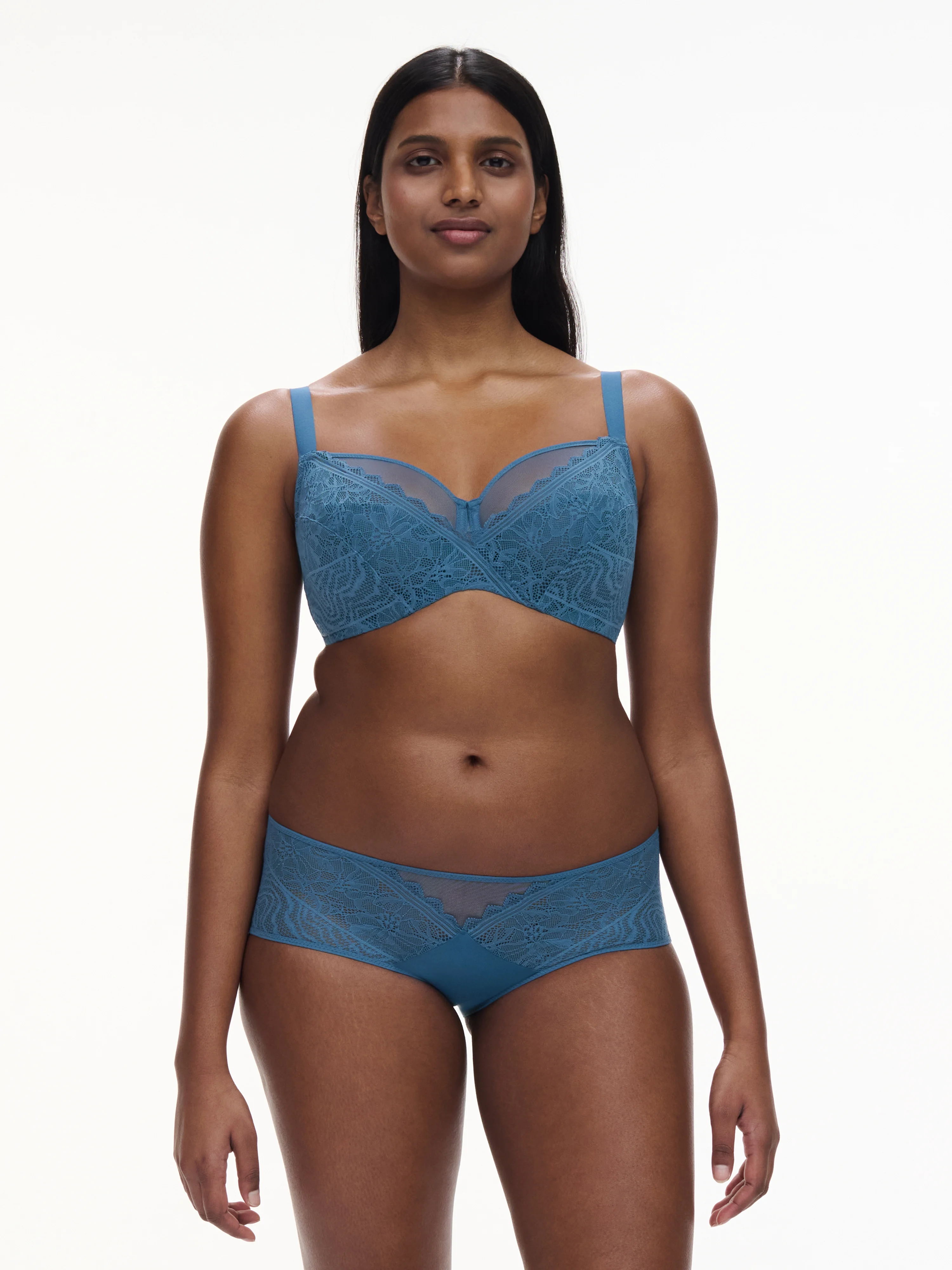 FLORAL TOUCH - Shorty en dentelle | Bleu