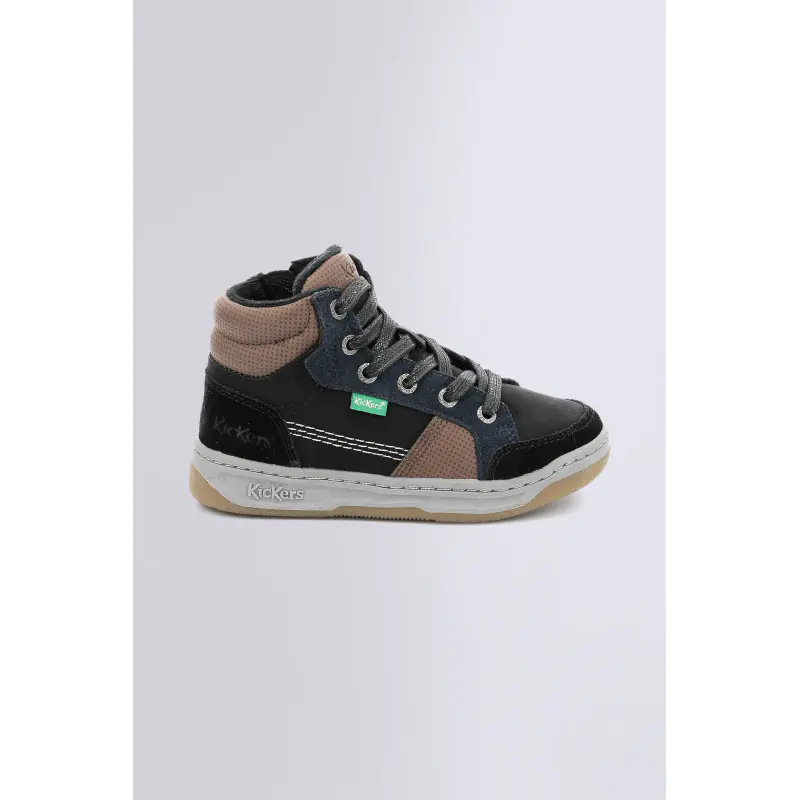 KICKOSTA NOIR BLEU MARRON SNEAKERS HAUTES Synthétique Garçon