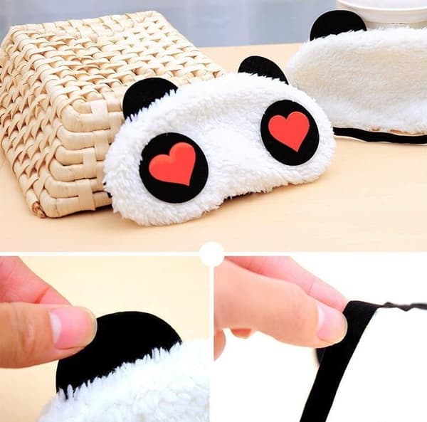 Forelsket Panda, Fluffy Sovemaske for reiser og avslapping