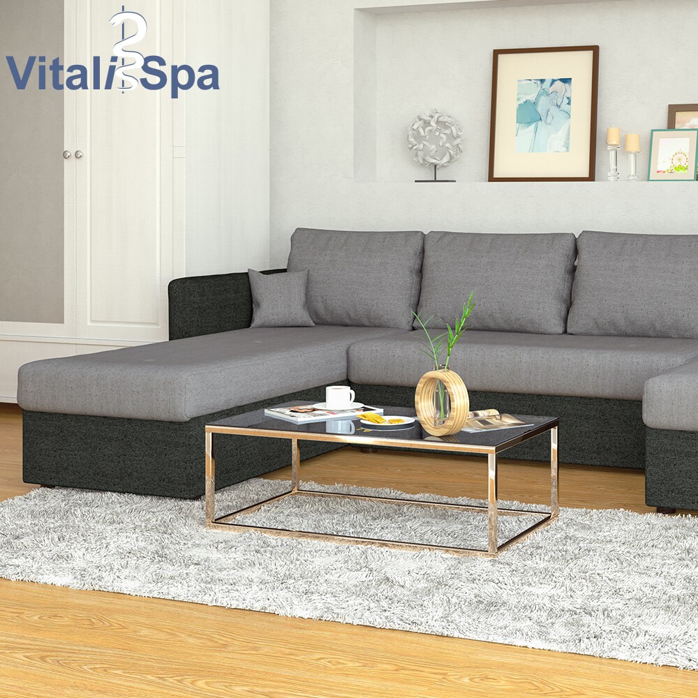 VICCO XXL Ecksofa mit Schlaffunktion Anthrazit - Wohnlandschaft Schlafsofa Sofa Taschenfederkern Couch