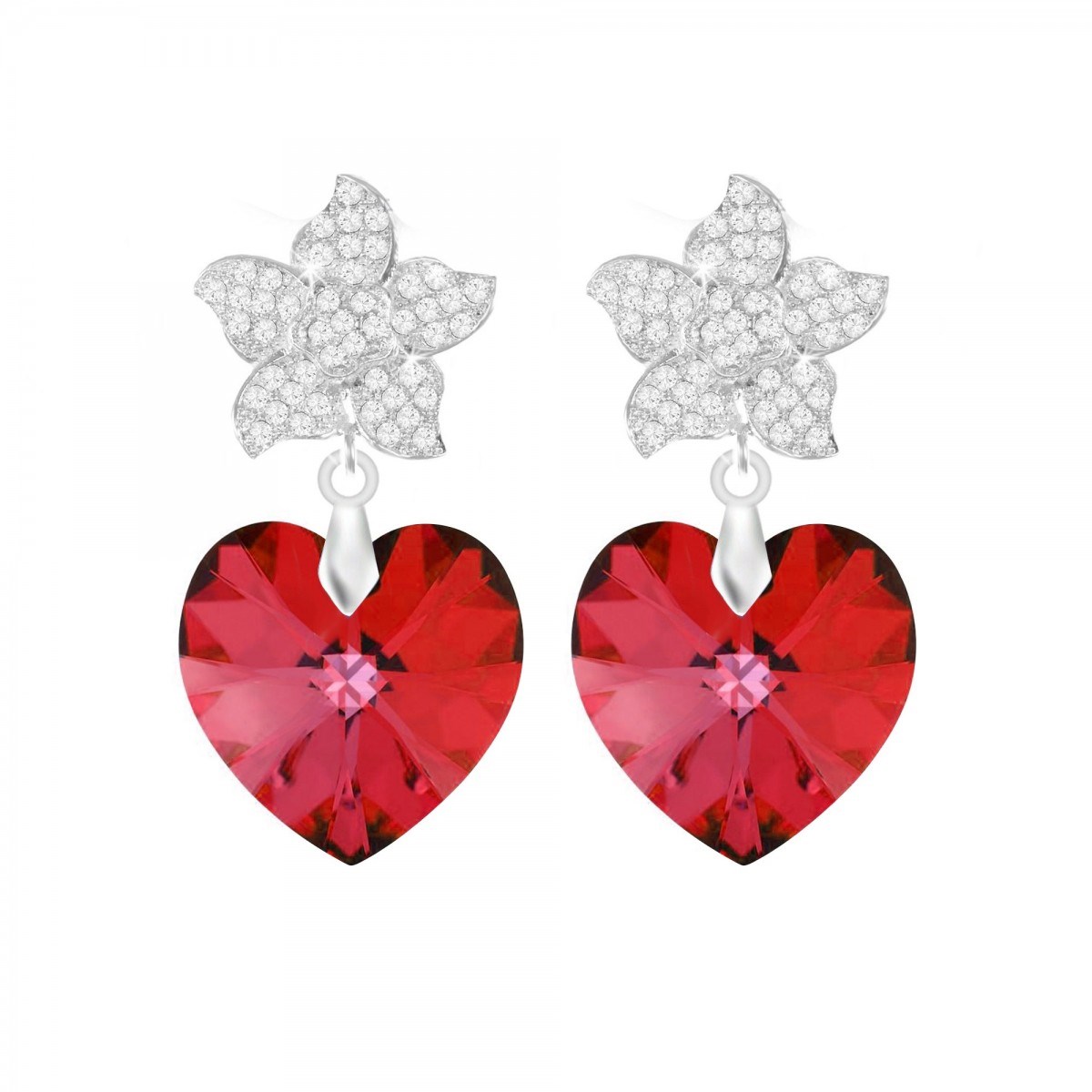 Boucles d'oreilles coeur SC Crystal ornées de Cristaux scintillants