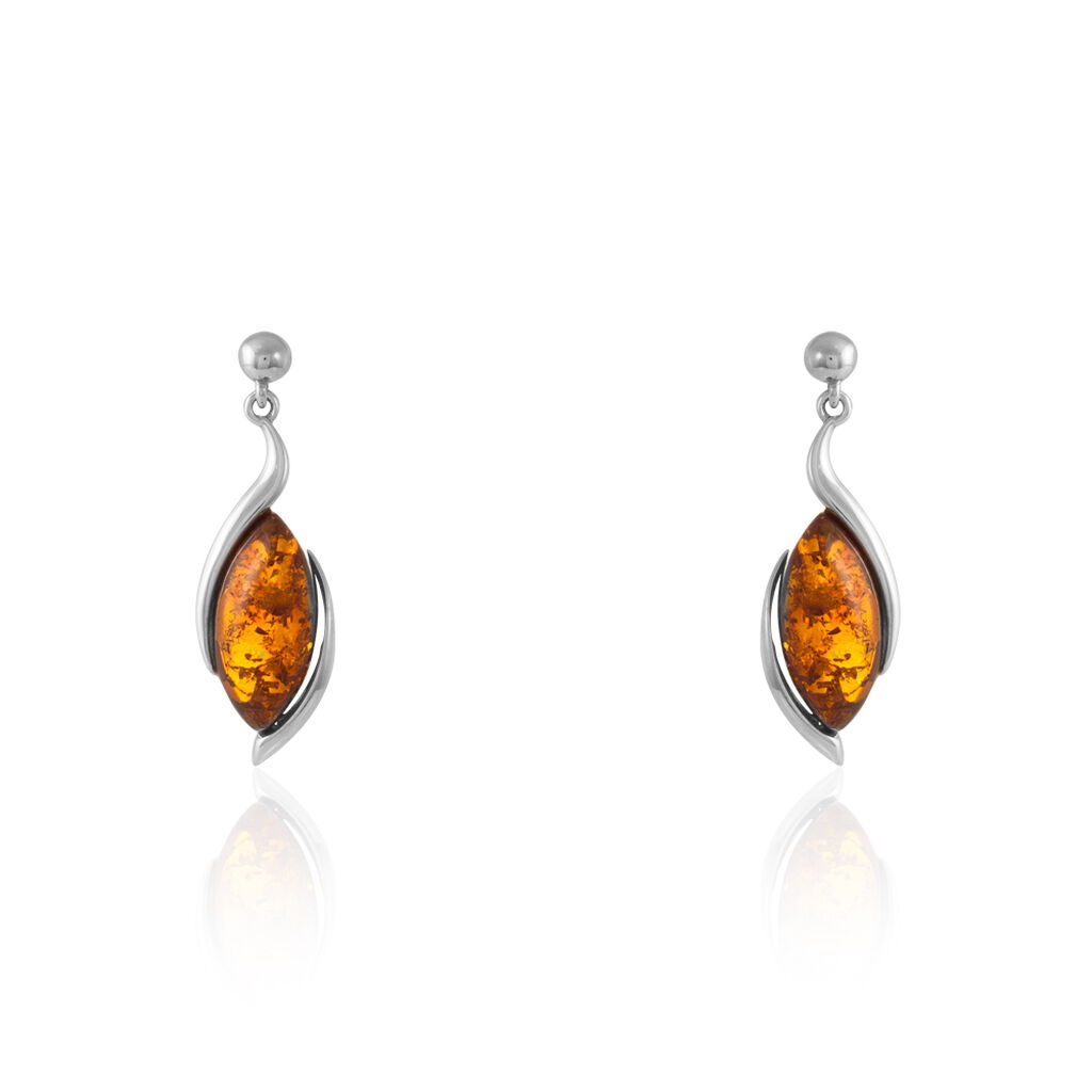 Boucles D'oreilles Pendantes Vyara Argent Blanc Ambre