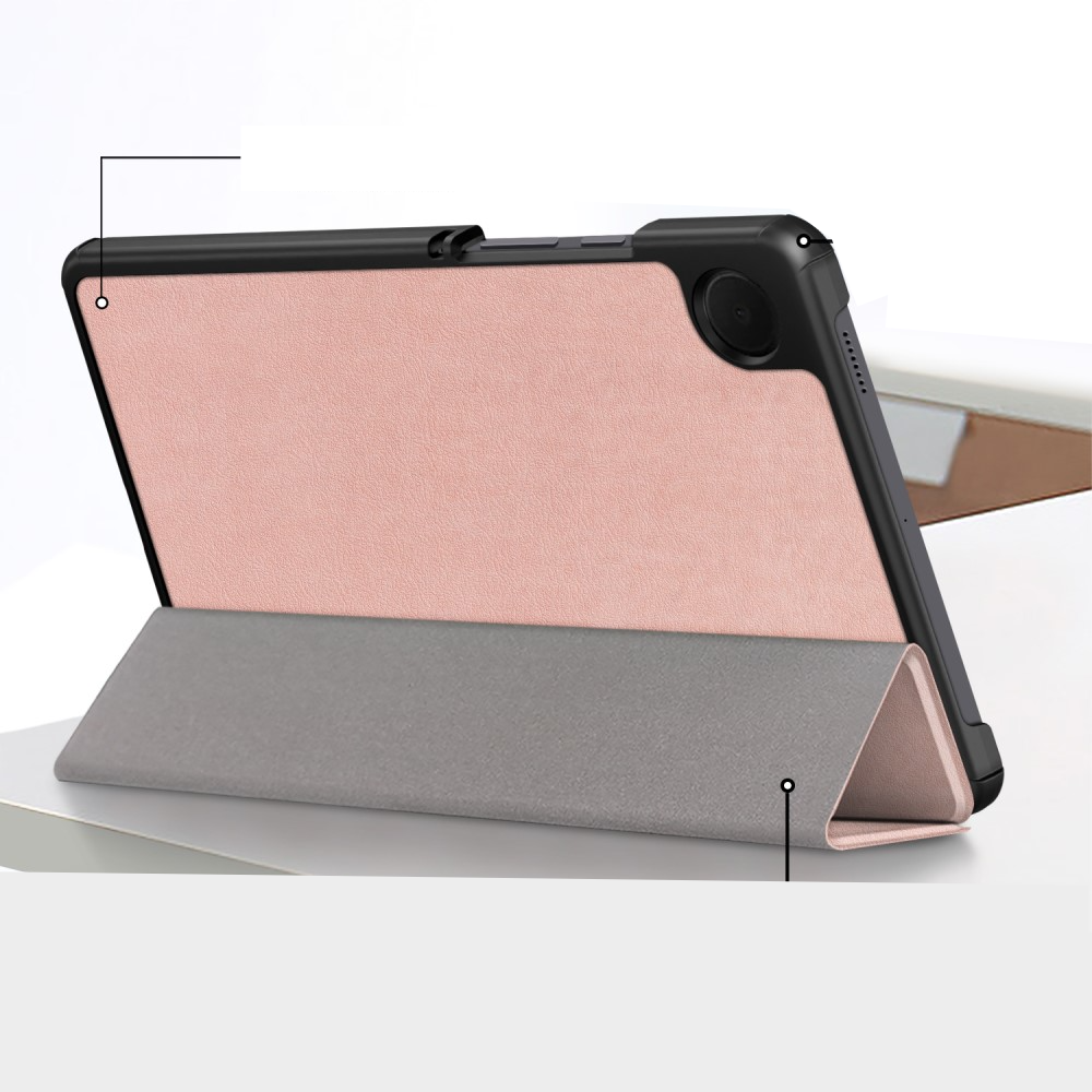 Samsung Galaxy Tab A9 Leder Tasche Smart Cover Hülle Litchi Look - Roségold