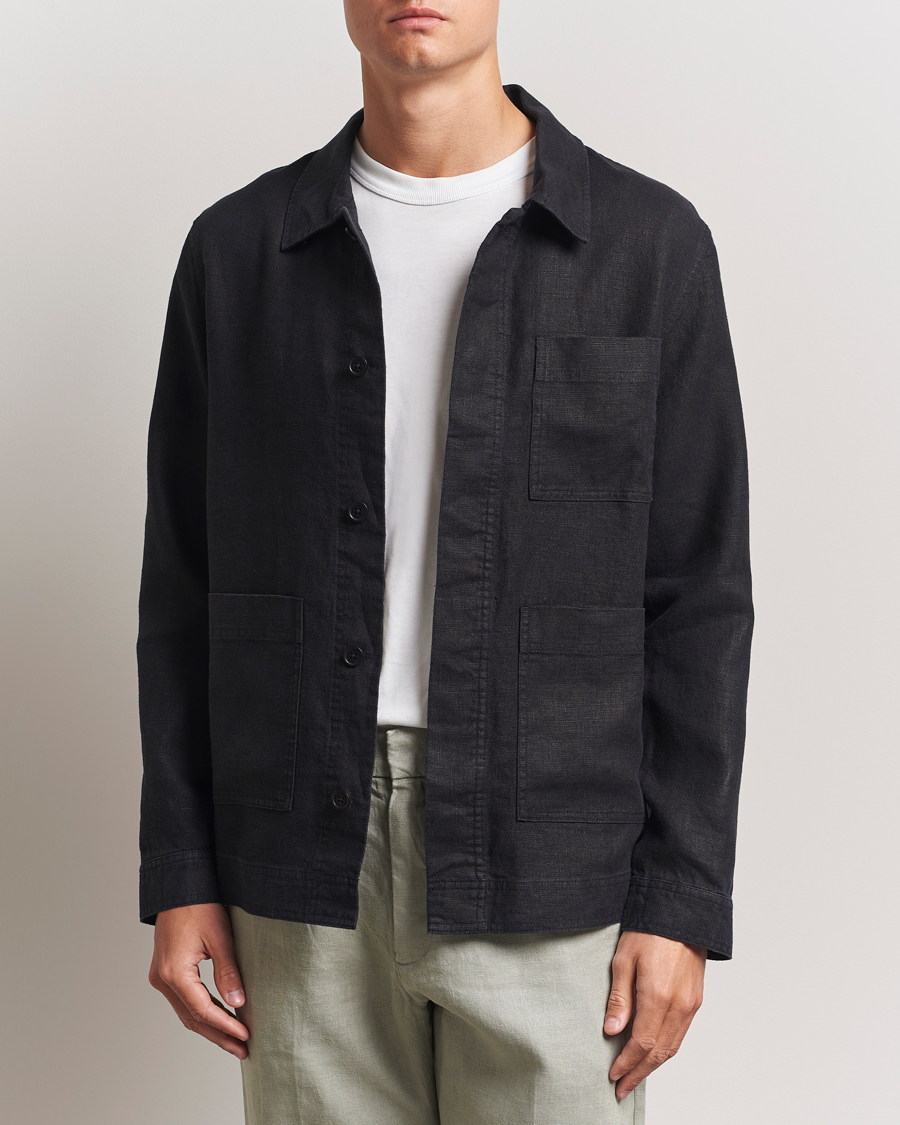 NN07 Olav Linen Overshirt Black