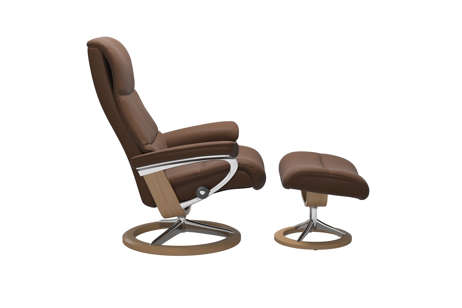 View Signature (M) Stol m/krakk I hud Batick Spesial Warm Brown og Signature understell i eik og krom