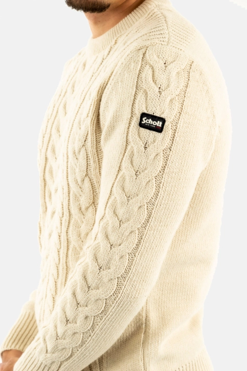 Pull hiver schott ras de cou ecru