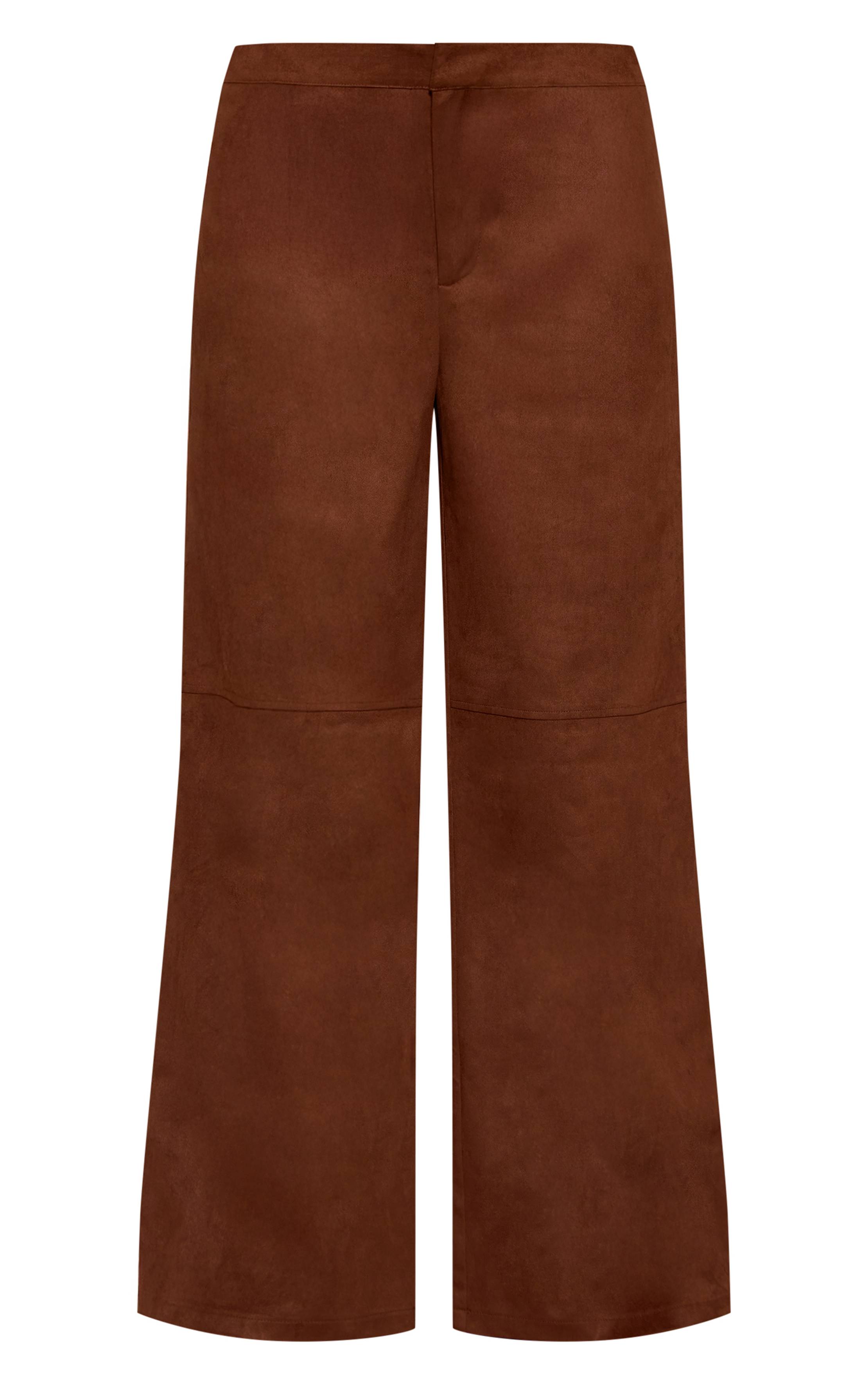 Marron Pantalon Large Shape En Synthétique Avec Couture Frontale