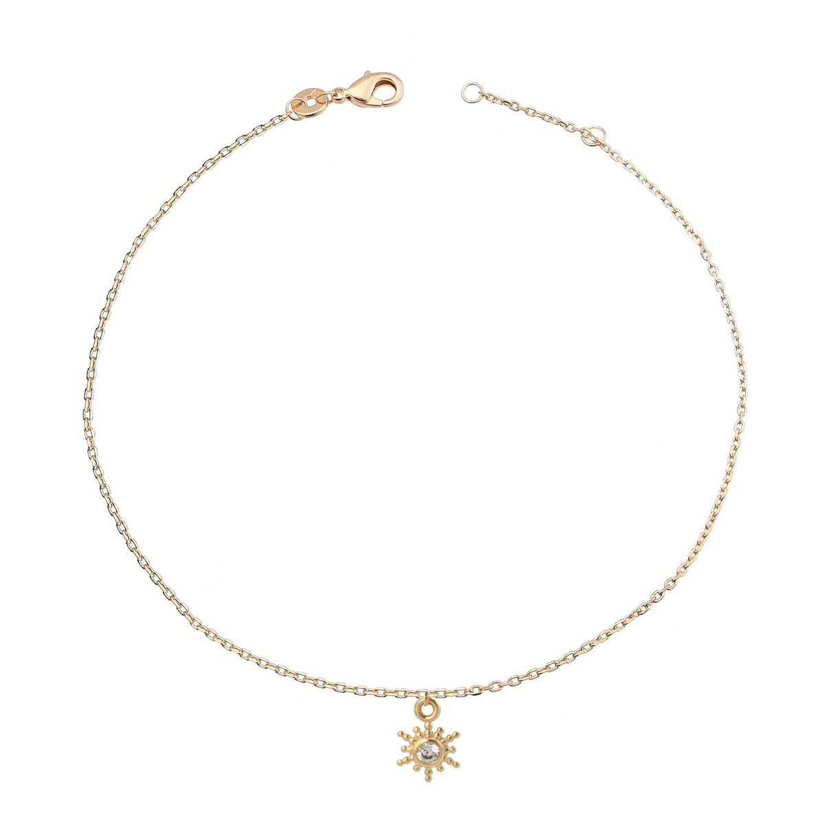 Chaîne de cheville soleil pendant oxyde de zirconium Plaqué OR 750 3 microns