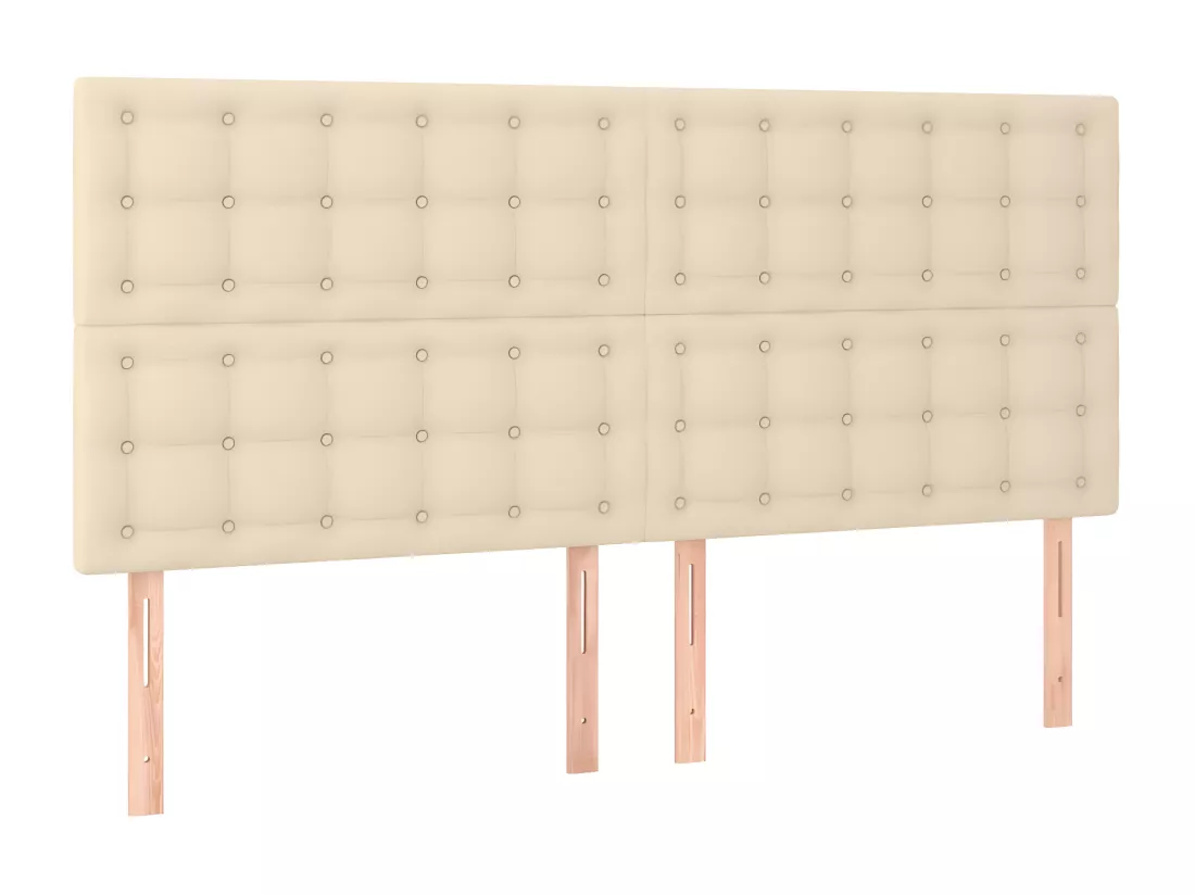 Sommier tapissier et matelas et LED Crème 200x200 cm Tissu