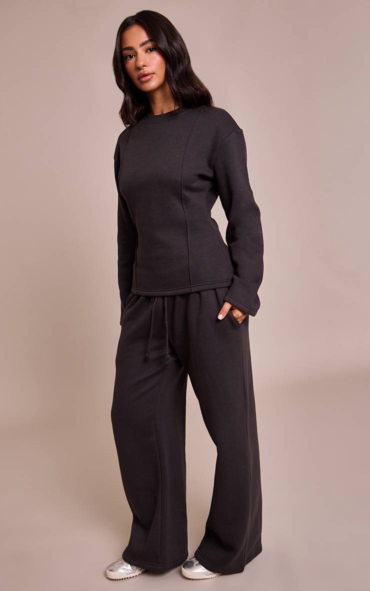 Charbon Sweat-shirt Petite À Manches Longues Avec Taille Cintrée