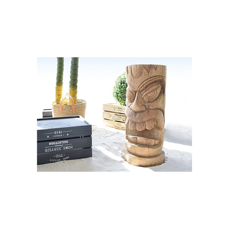 Statue tiki totem mauri 50 cm - brun 50 cm