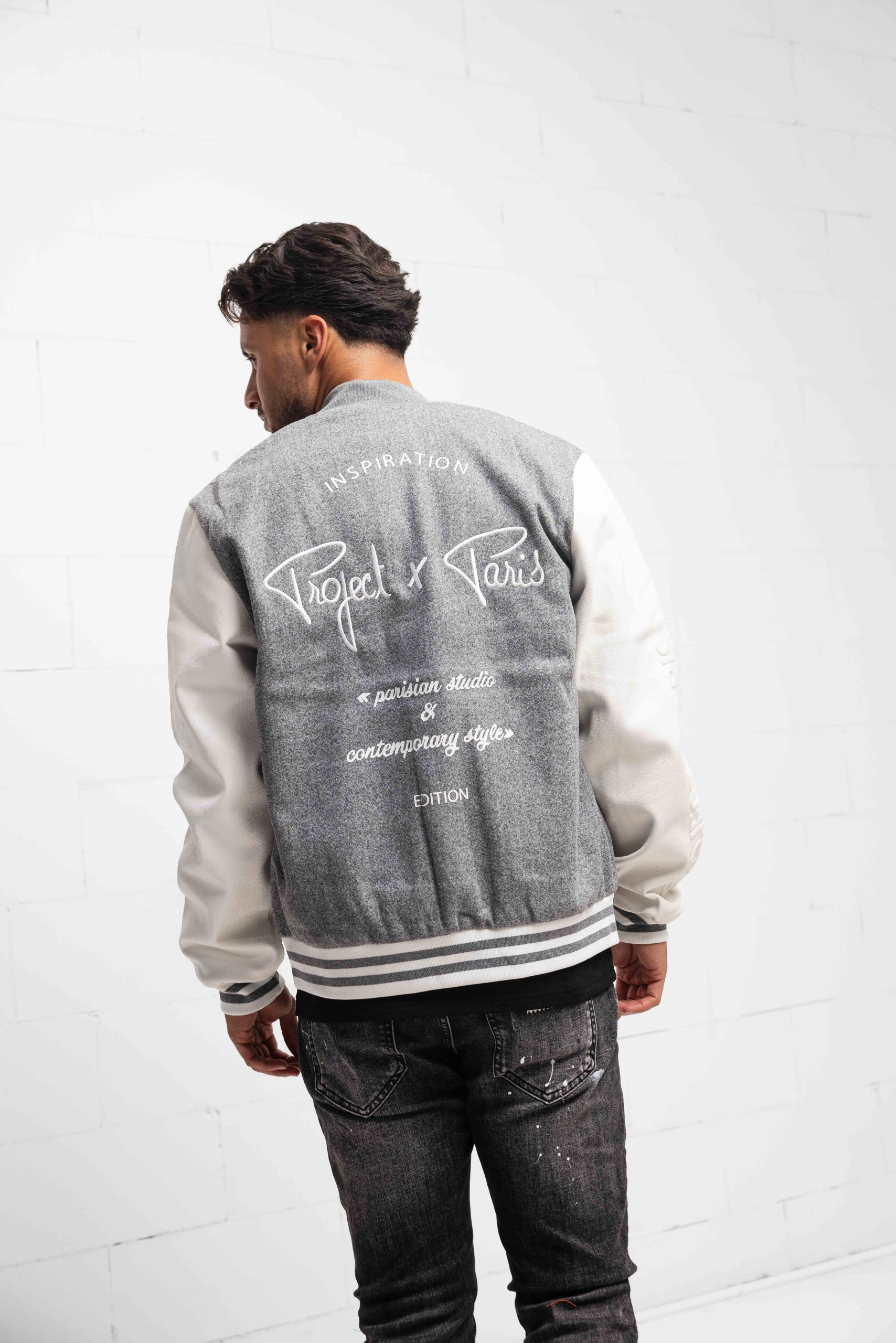 Project X Paris Oversized University Varsity Jas Heren Grijs