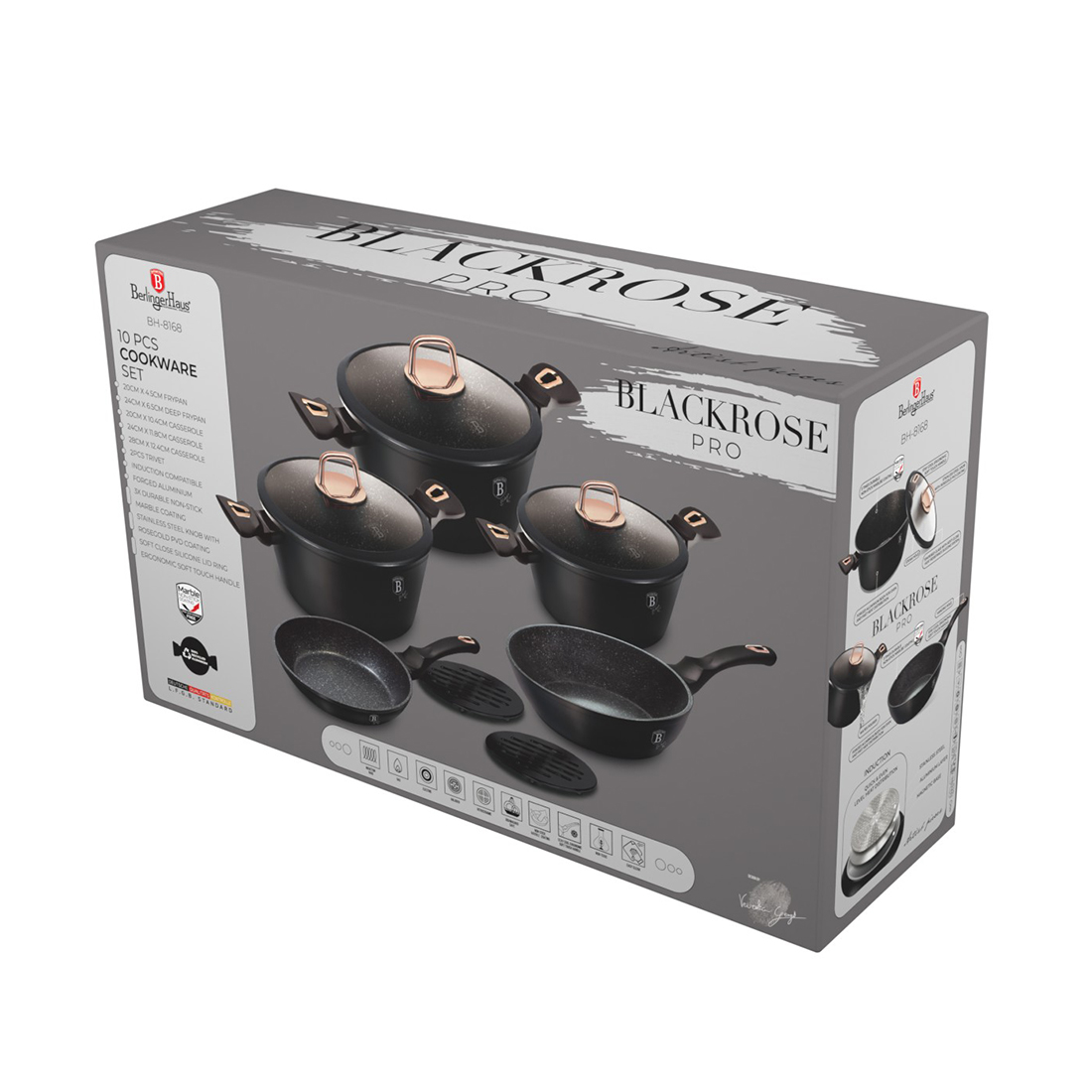 Berlinger Haus 10-teiliges Pfannen-Set Black Rose