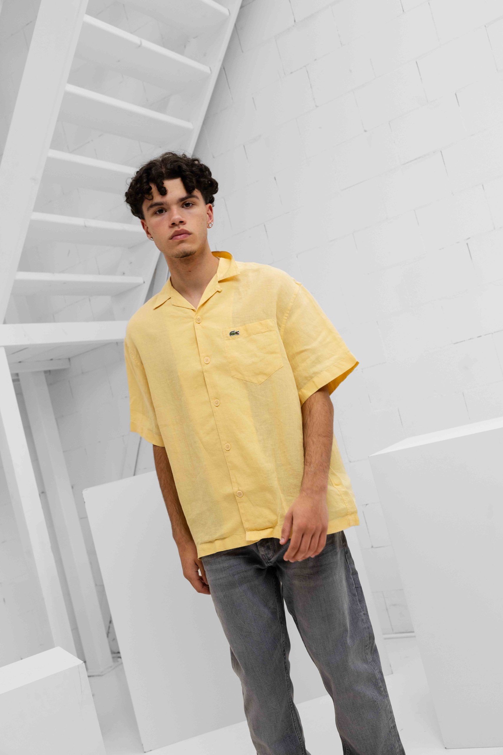 Lacoste Relaxed Fit Linnen Overhemd Heren Geel