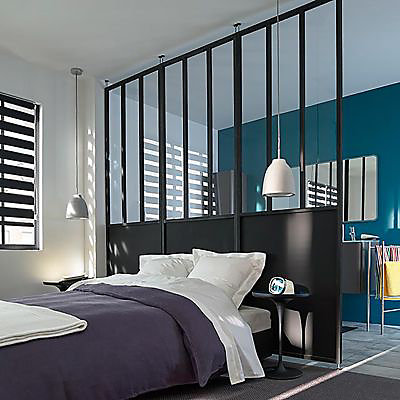 Cloison amovible 3-en-1 esprit atelier Axioma noire H.250 x l.80 cm
