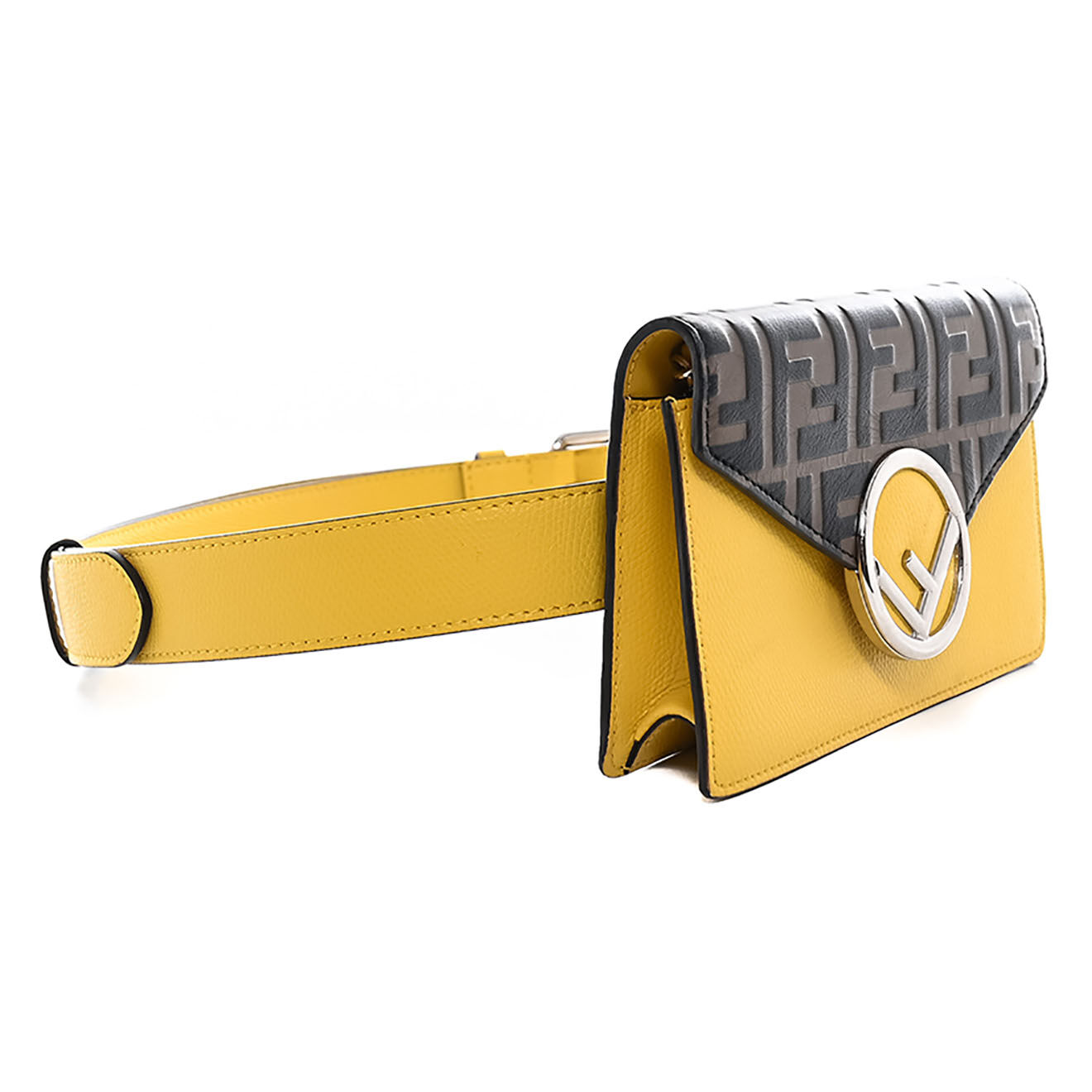 Fendi Sac ceinture Wallet on Chain en Cuir Monogramme jaune - Très bon état - L.17.5 cm