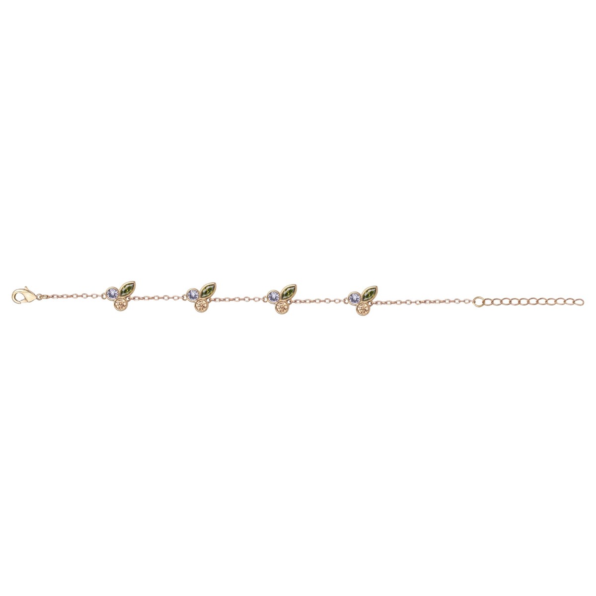 Bracelet souple multi-motifs en Plaqué Or avec oxyde de zirconium multicolore
