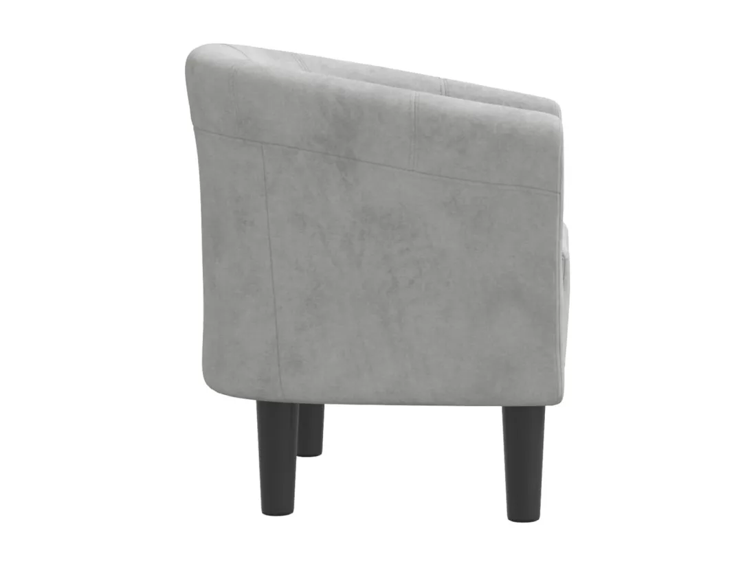 Fauteuil cabriolet gris clair velours