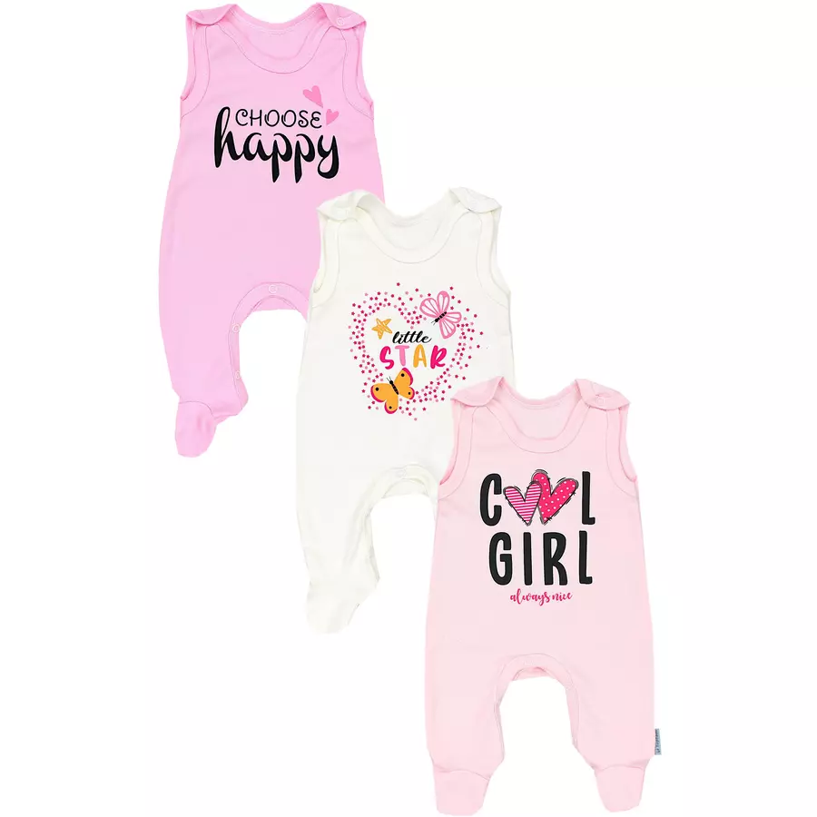 TupTam Baby Mädchen Strampler mit Aufdruck Spruch 3er Pack ecru