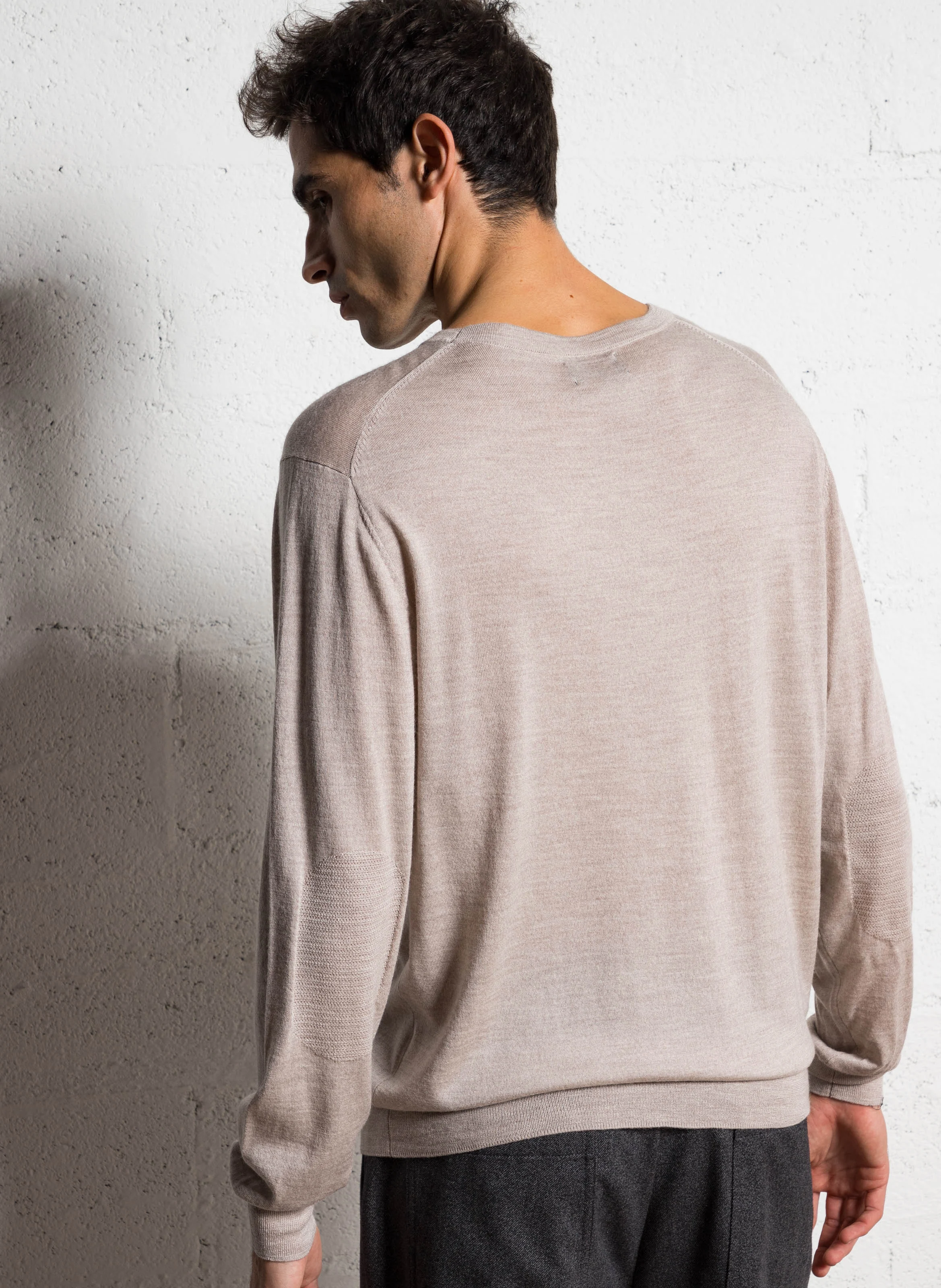 Pull col bateau en laine et soie | Beige