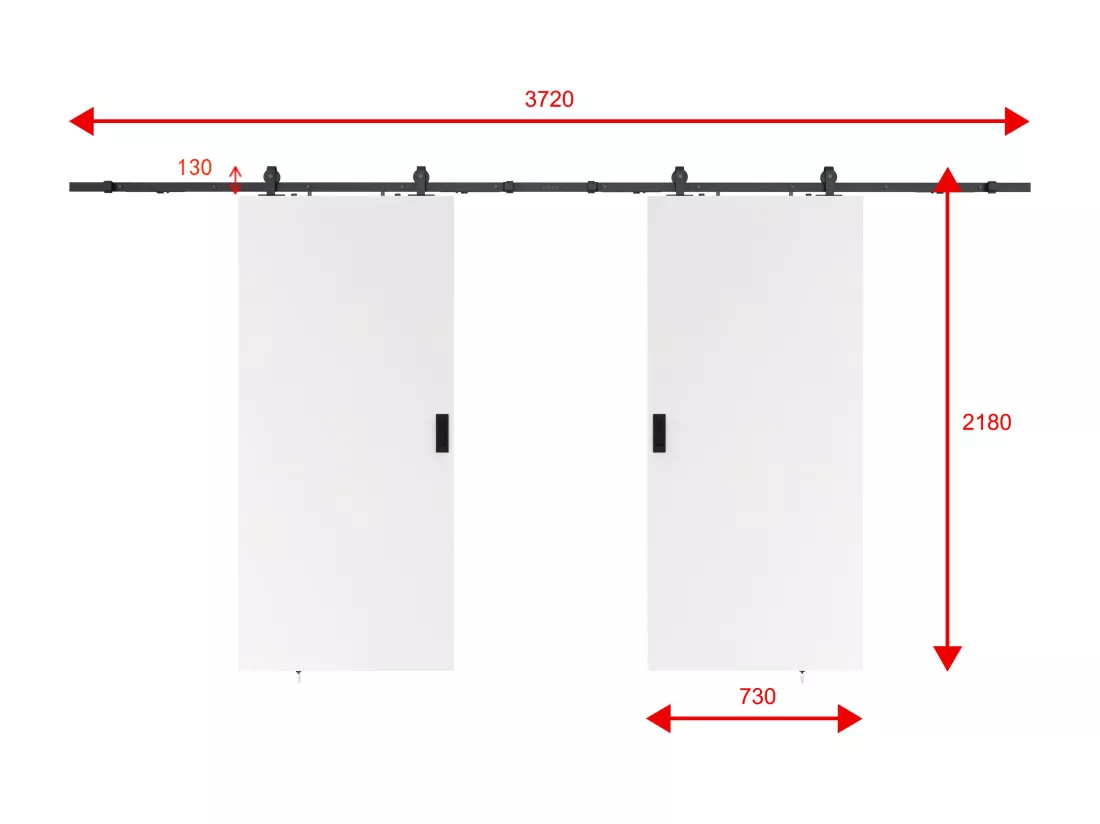Porte coulissante double avec système en applique - 2 x H205 x L73 cm - MDF + PVC Blanc - VARIN II