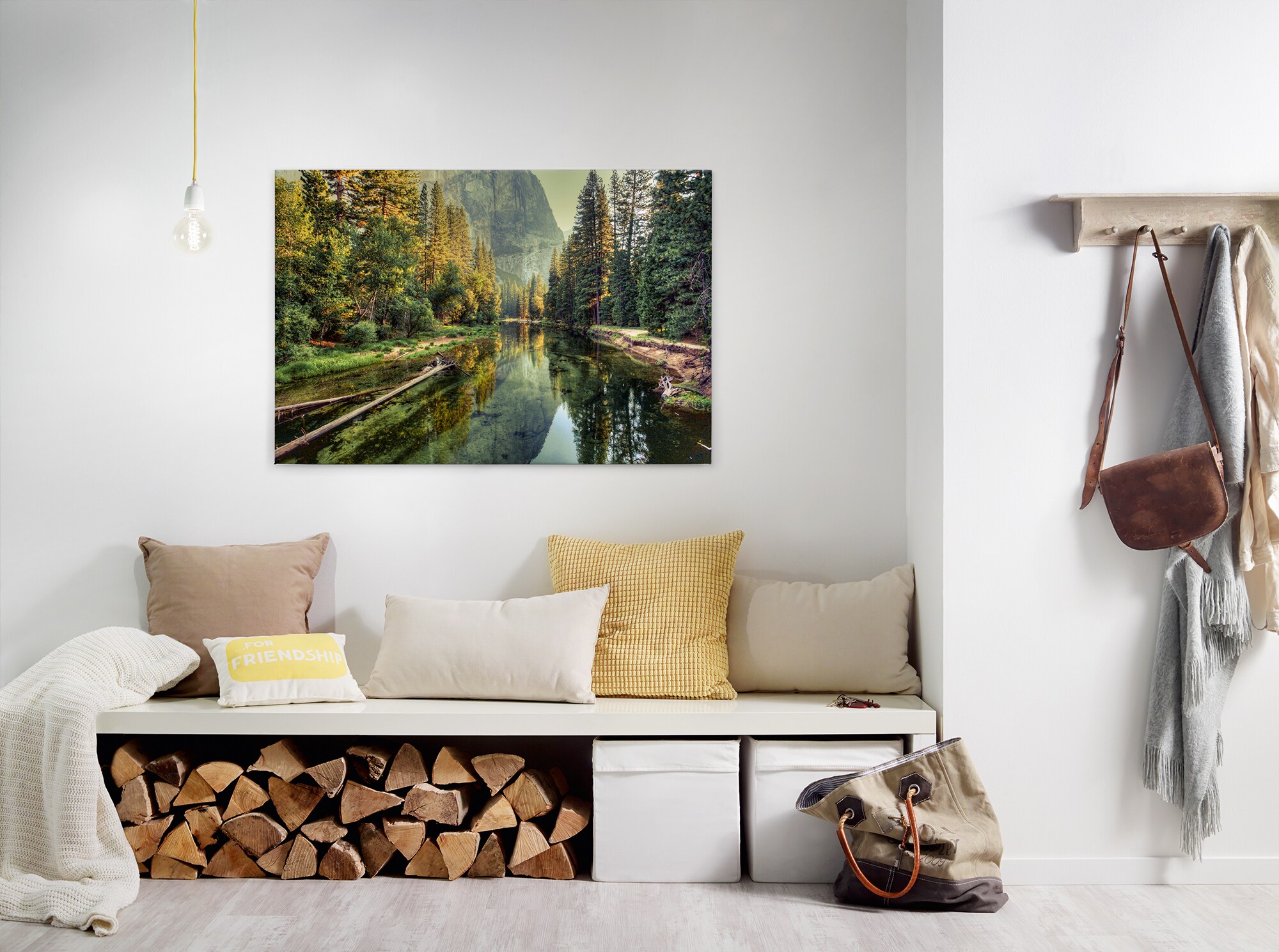 Leinwandbild Fluss Berge Grün Braun 90x60 DD120300 Keilrahmenbild Wandbild