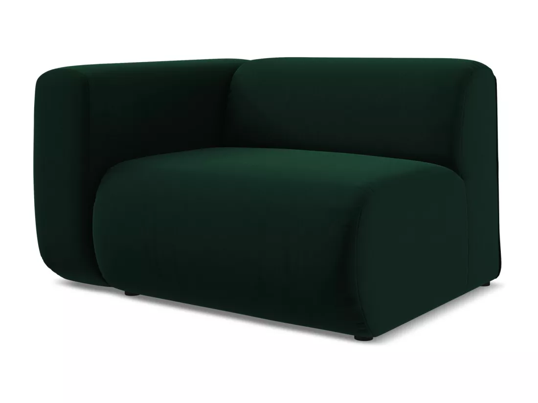Module avec accoudoirs gauche en velours - bouteille verte - EKAHI