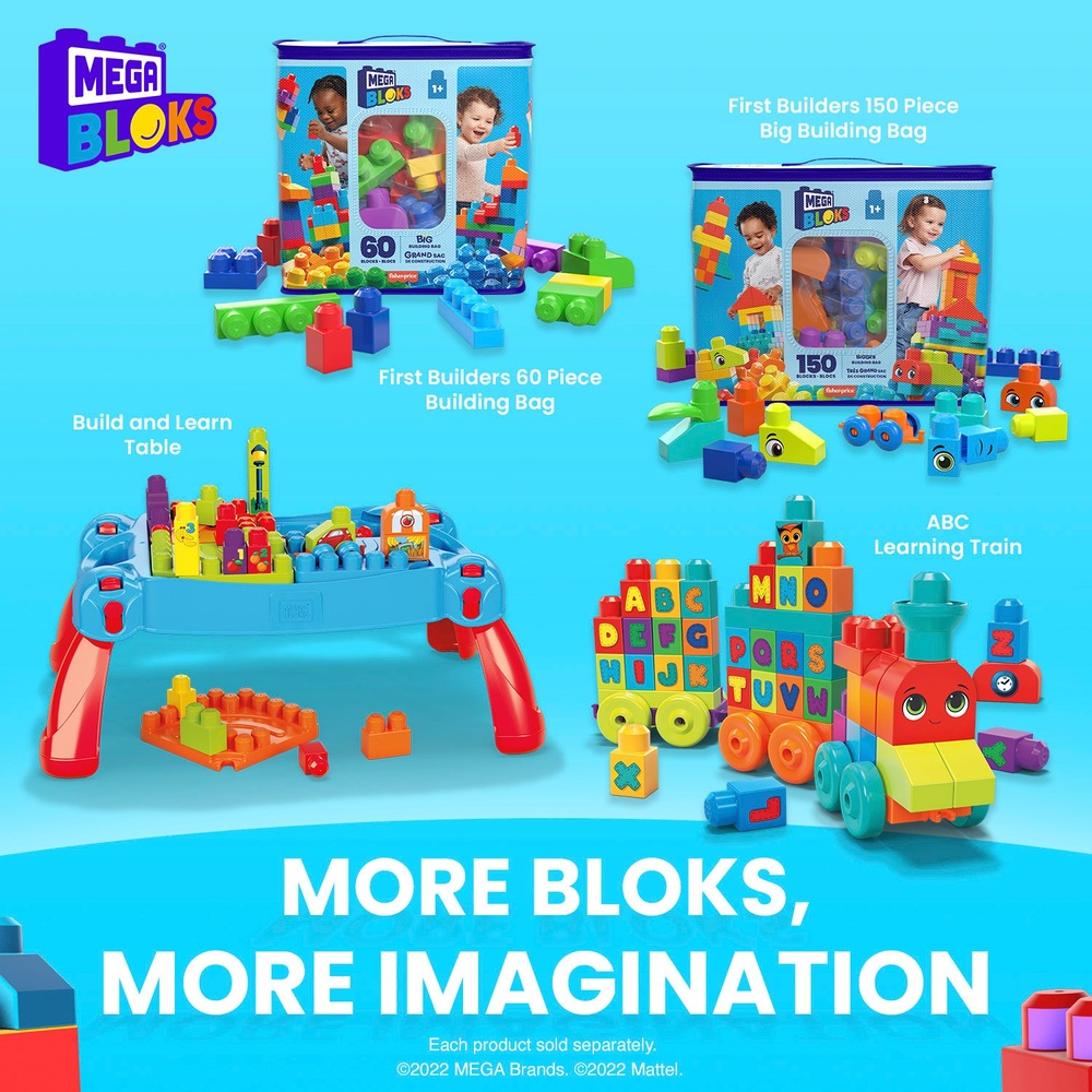 Mega Bloks Bau- und Lerntisch, blau & rot, Bauspielzeug