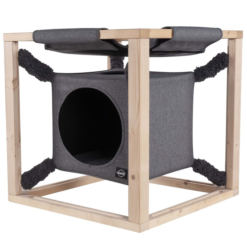 Quapas! Lit pour chats avec hamac catcube gris m 54x54x54 cm