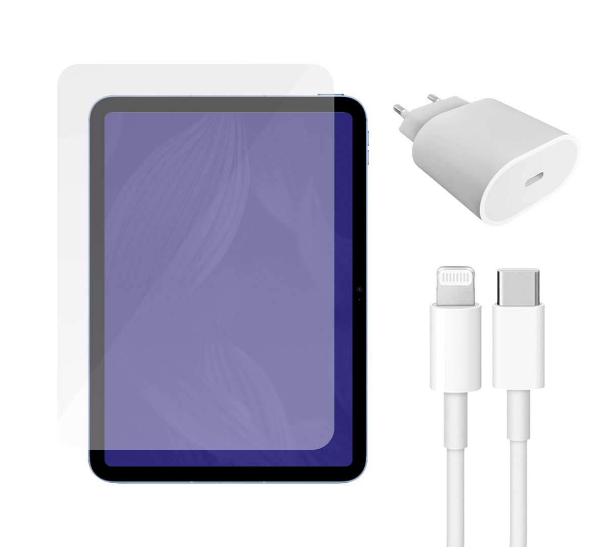 Fast Charger (20W) & Cable (Lightning) & Screen Protector