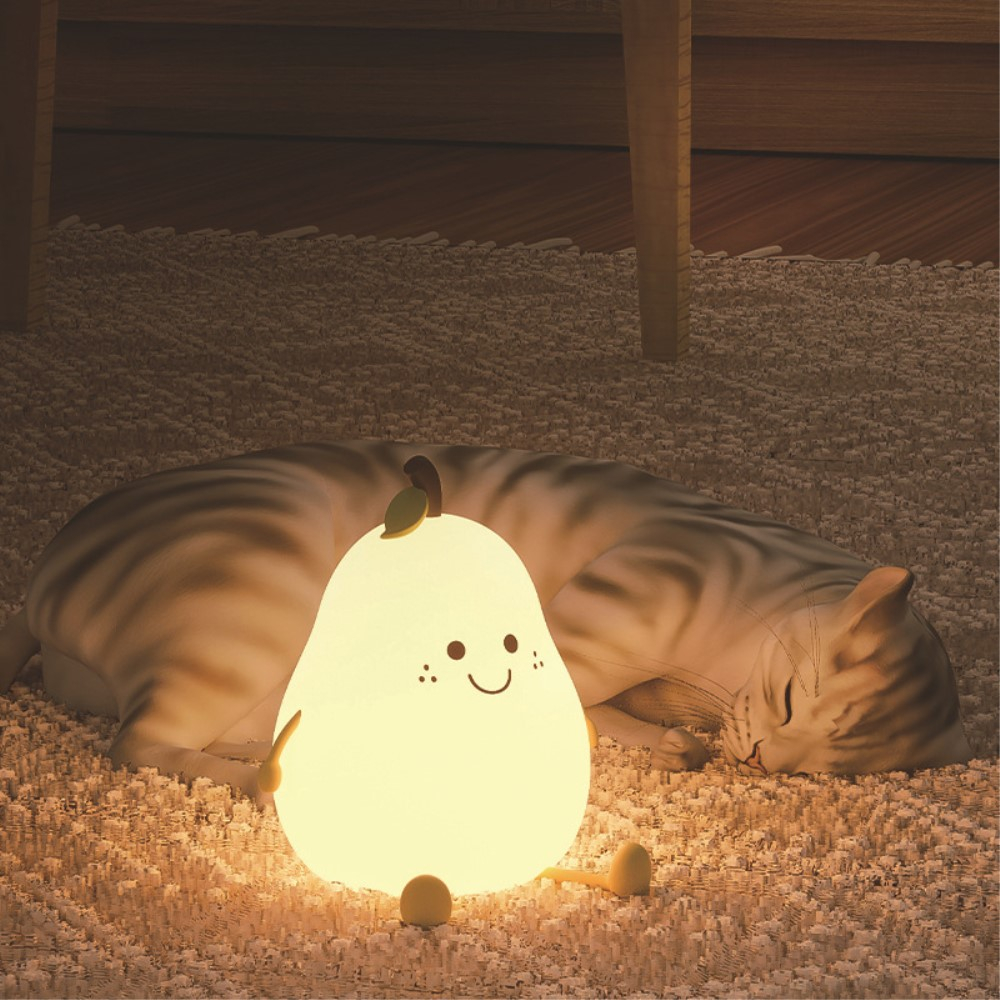 USB Silikon Birne Kinder Nachtlicht LED Lampe Stimmungsleuchte mit Touch Funktion (1200mAh) - Weiss