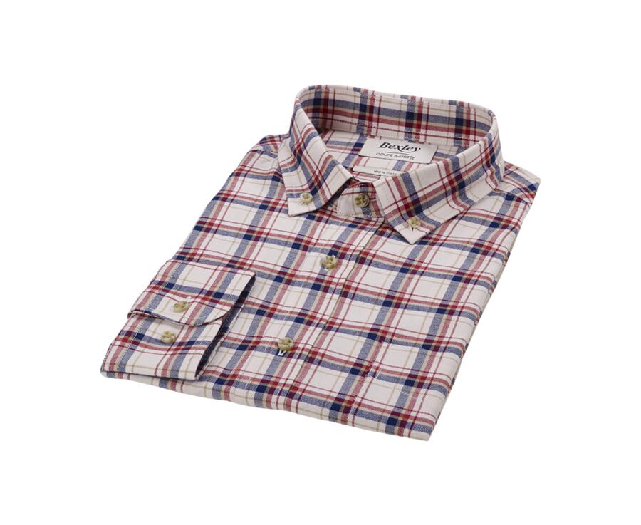 Chemise flanelle Rouge et Ecru - Poche poitrine - ALDERICK