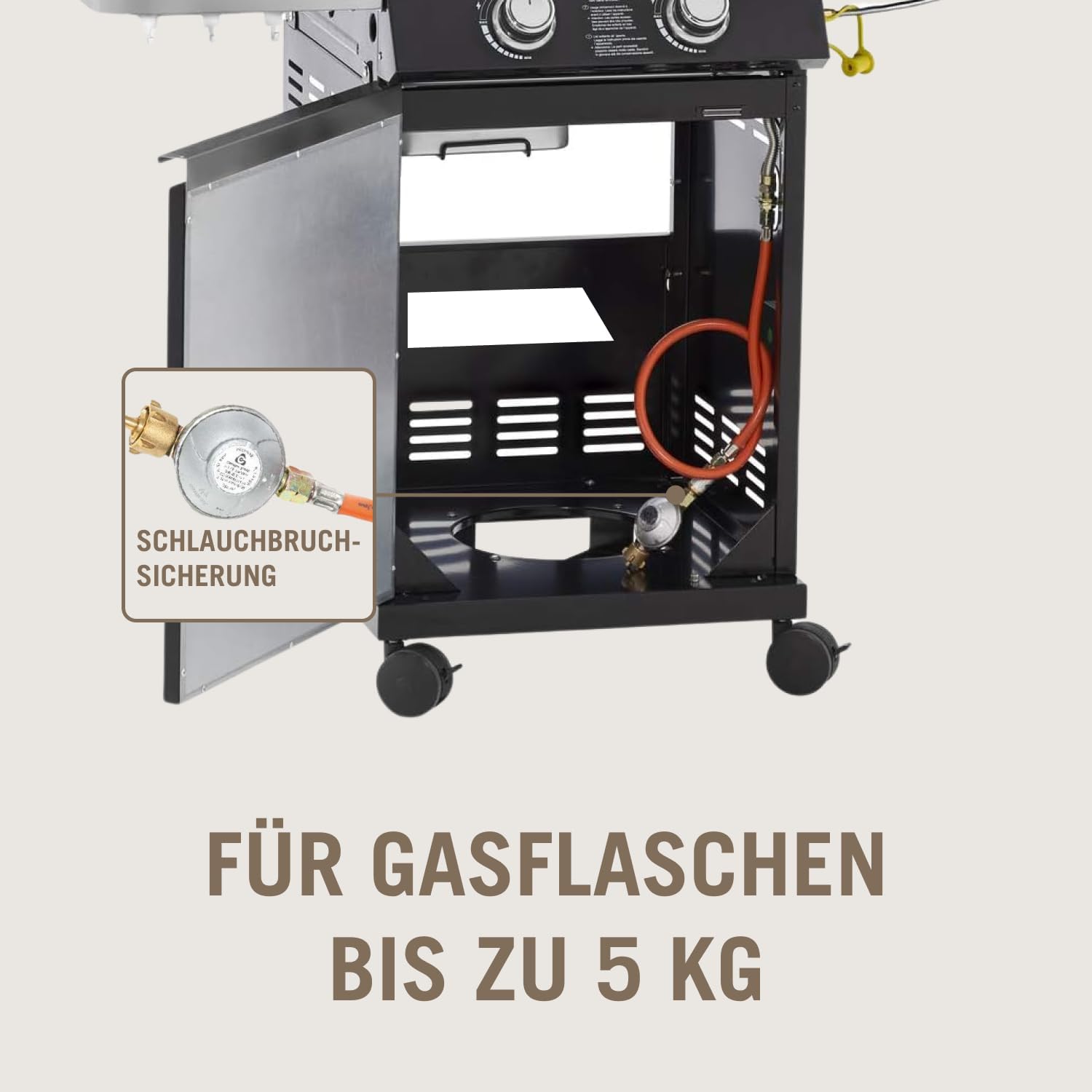 RÖSLE Gasgrill BBQ-Station VIDERO G2-S Schwarz, Grill mit 2 Edelstahlbrennern, extra Primezone und Seitenbrenner, klappbare Seitentische, VARIO+, pulverbeschichteter Stahl