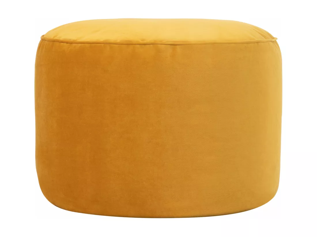 Pouf repose-pieds rond velours jaune ocre - MILANO