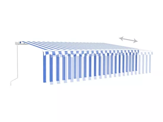 Auvent manuel rétractable avec store 6x3 m Bleu et blanc