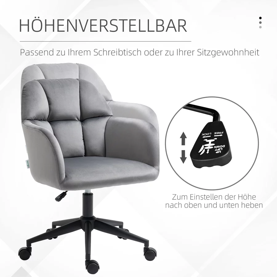 Vinsetto Bürostuhl mit Rollen dunkelgrau