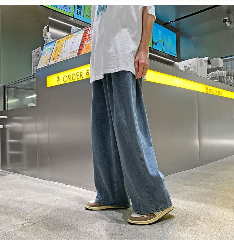 Sinlarity - Mid Rise Wide Leg Jeans