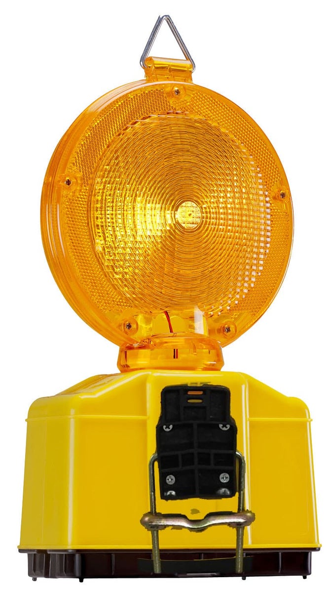 Bouwplaatsverlichting, waarschuwingslicht, wegwijzerlicht, knipperlicht, continu licht, bouwlamp, geel of rood / lichtkleur geel